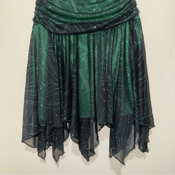Women’s Jessica Y2K Green Black Sparkle Mesh Tube Top Party Formal Dress Size: 6 - Picture 5 of 15